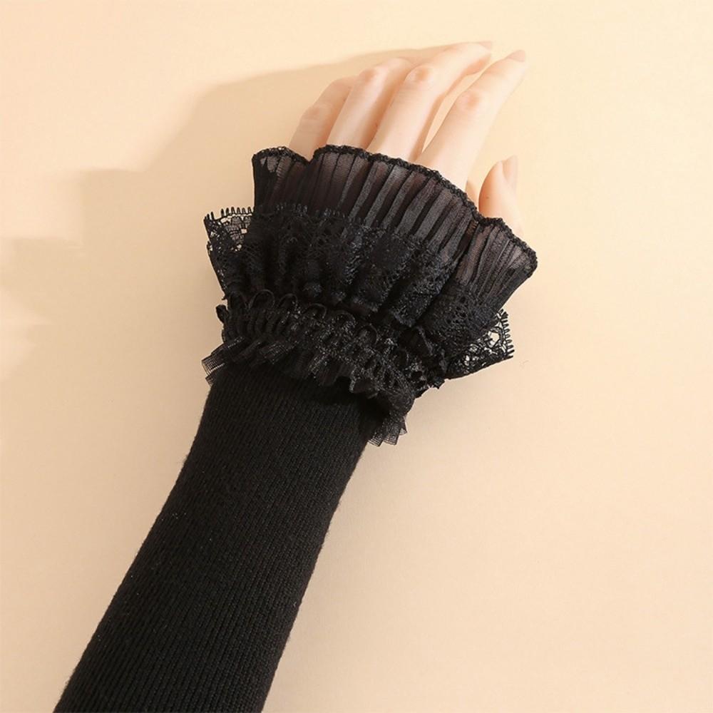 Lace Ruffles Lace Sleeves Knitted Lace Wrist Cuffs Vintage Arm Covers for Women