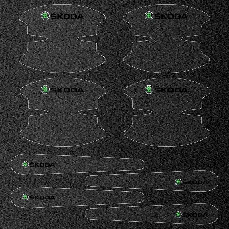 AAAAN1 Car Door Handle Bowl Transparent Sticker Anti-collision Protection Strips For Skoda Octavia Fabia Karoq Superb Rapid Kamiq Scala