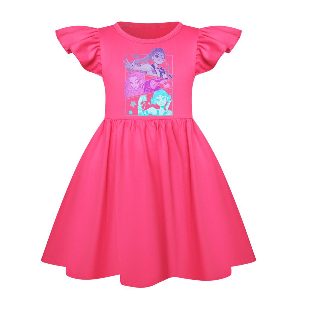 5160 Kids Girls Mira Zoey Rumi Printed Ruffle Short Sleeves Casual Dress