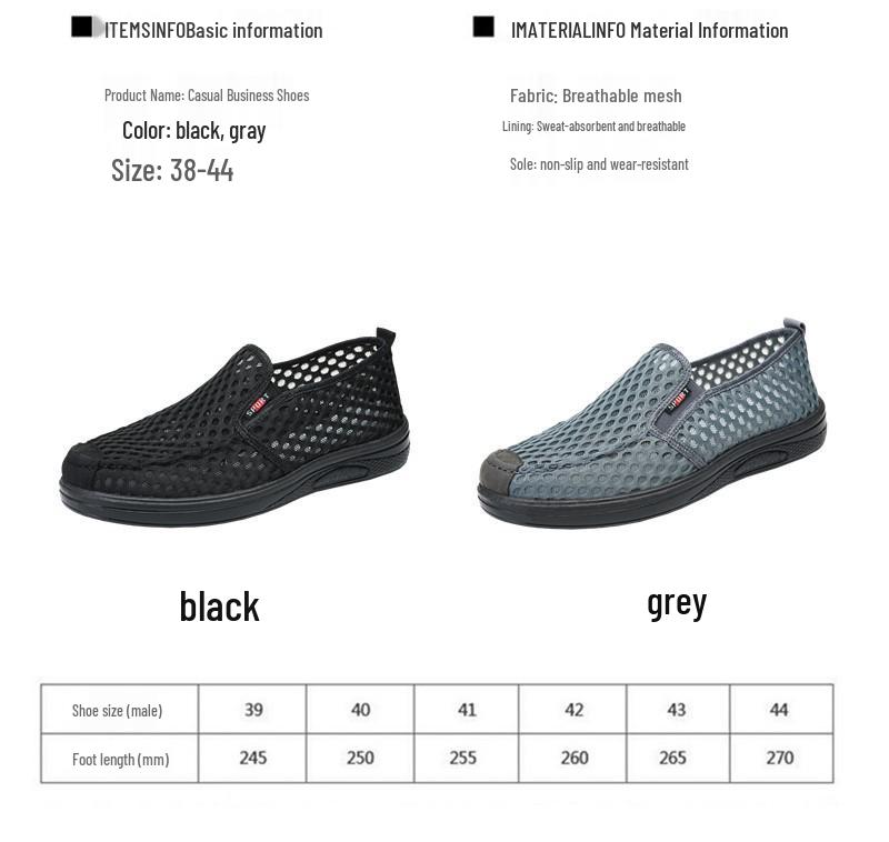 Atmungsaktive Mesh-Sandalen für Herren im Sommer für mittlere und ältere Menschen - Rutschfest, Geschlossene Zehenpartie, Freizeit-Schuhwerk