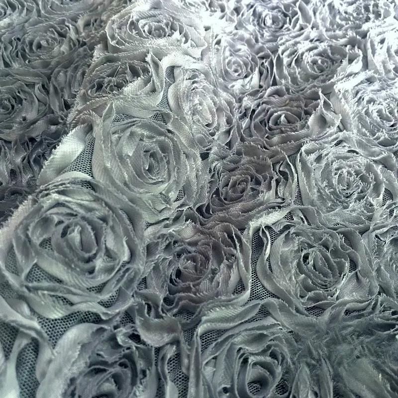 100x130cm High Quality 3D Rose Flowers Fabric Lace Craft Dress Wedding Party Carpet Background Decoration Patchwork Sewing Telas