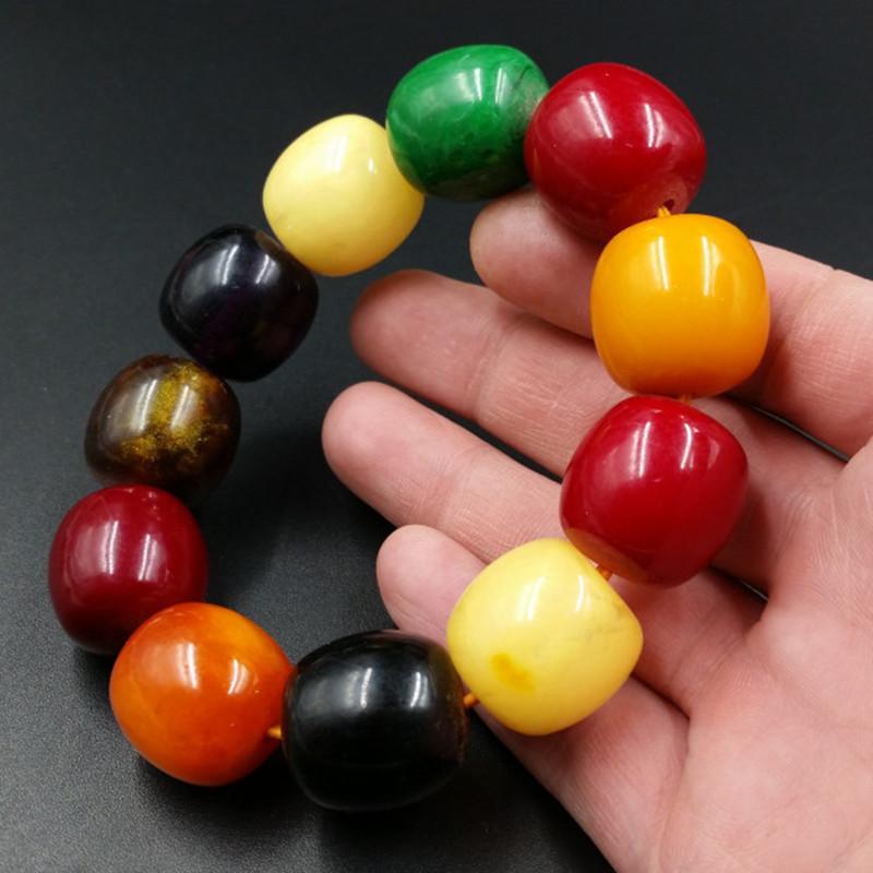 Seven-Color Imitation Beeswax Barrel Bead Bracelet 11