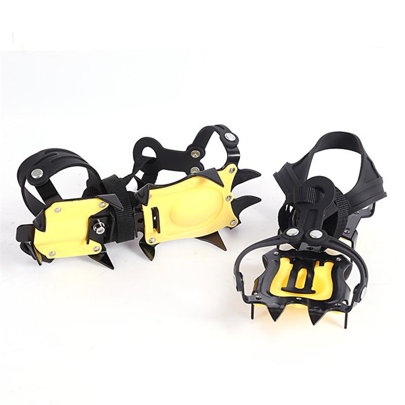 10 Dientes Agarrador de Hielo Profesional Zapatos con Pinchos Antideslizante Senderismo Escalada Pinchos de Nieve Crampones Tacos Garras Agarraderas Botas de Exterior