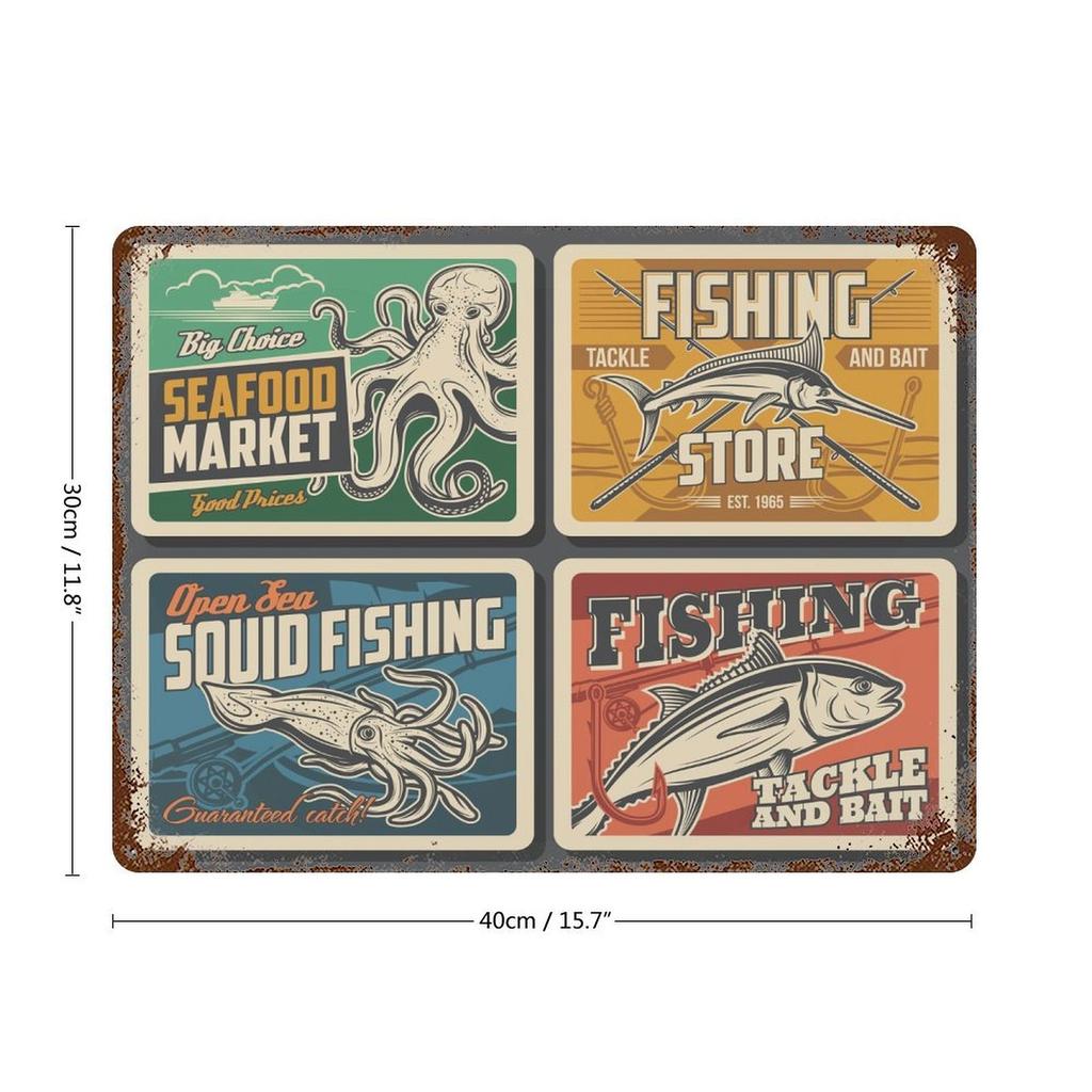 1-Pack shabby retro metal sign panel, 20×30cm and 30×40cm, rustic wall decor for garage, cafe or living room