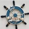 23cm Mediterranean Helmsman Figurine Wall Decoration - Wooden Ship's Wheel Craft