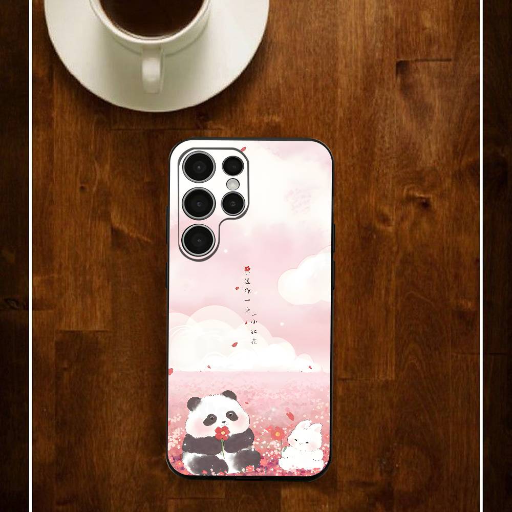 Kawaii Panda Phone Silicone Case For Samsung S24 22 20 23 21 20 Ultra Plus Lite 5G Print Cover