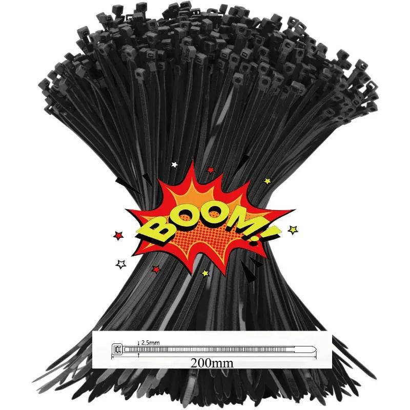 100-500 Stück Starke Kunststoffbefestigungen Klemmschelle Kunststoff-Kabelbinder Tyraps Klemmschellen Nylon-Kabelbinder Verstellbar