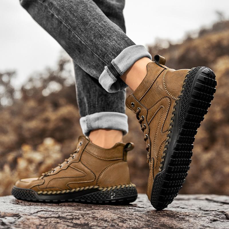 Handmade Genuine Leather Boots Men Shoes Comfortable Ankle Boots For Men Casual Shoes Outdoor Tooling Shoes