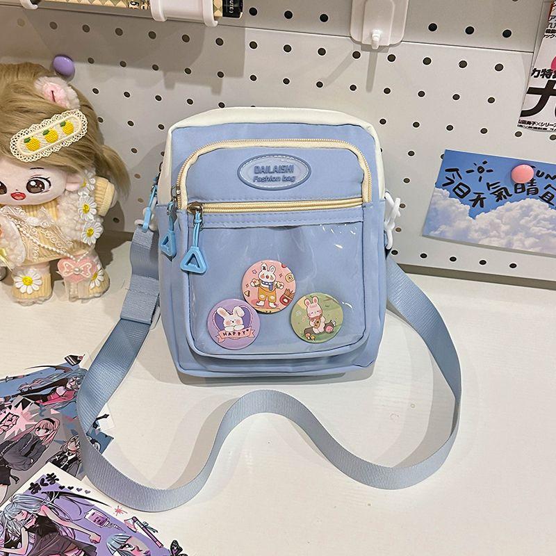 JIAERDI Harajuku Pink Itabag Messenger Bag Women Transparent Nylon Chic Casual Crossbody Bags Female JK Anime Pain Bag Aesthetic