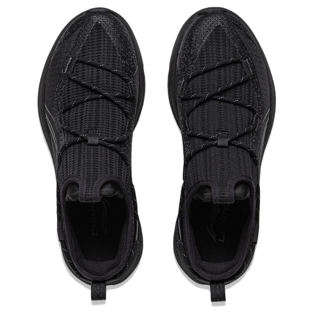 Li Ning Cloud Easing Soft Rebound Breathable Thick Sole Increased Height Non-Slip Wear-Resistant Low-Top Casual Shoes Men sneaker Black AGLV133-2