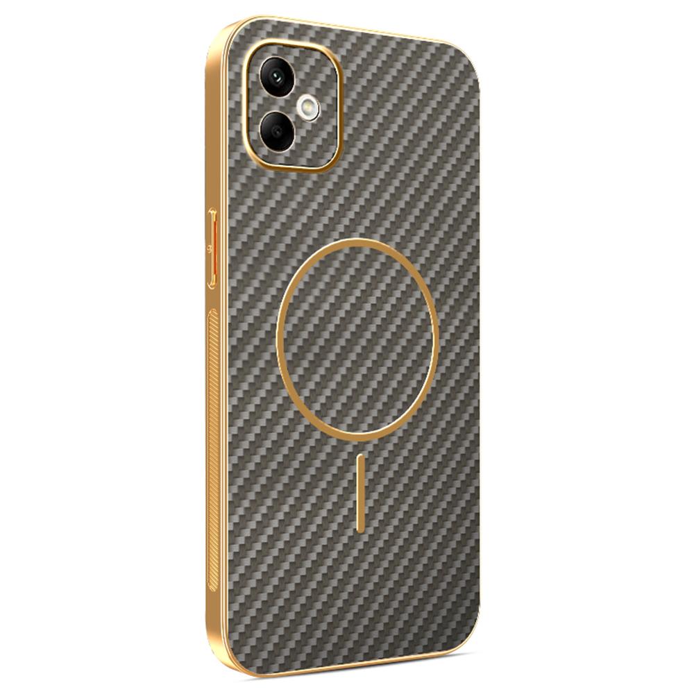 For Samsung Galaxy A05 4G Phone Case Carbon Fiber Textured Electroplated TPU Back Cover