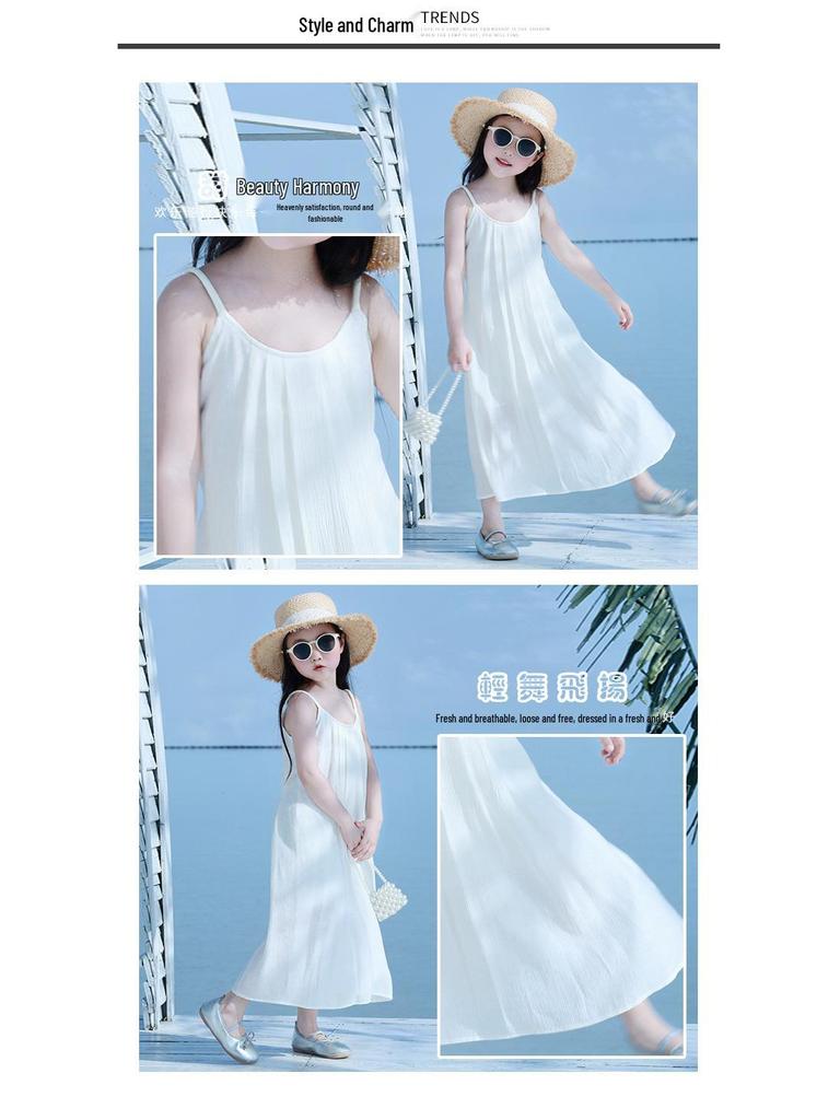 Dopamine Mother-Daughter Chiffon Beach Dress for Summer Seaside Vacation in Hainan Sanya