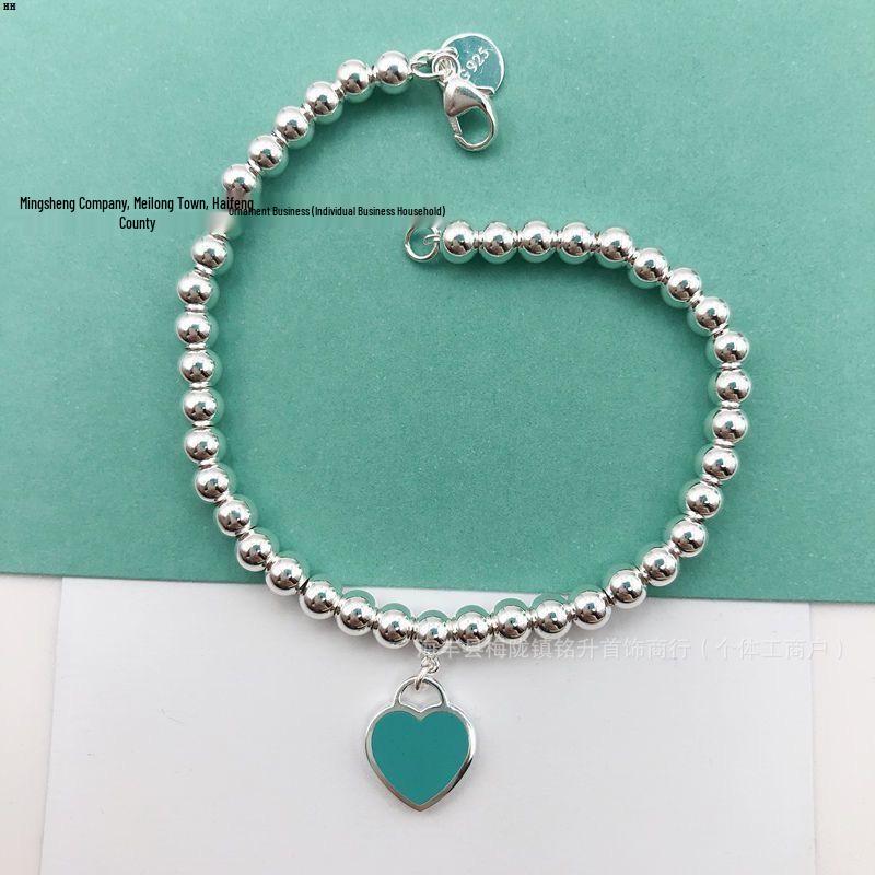 T-Familie Herzförmiges Emaille-Armband: Blaue, Rote, Rosa Herzen, Liebes-Rosenkranz, Runde Perlenkette - Perfektes Valentinstagsgeschenk für Freundin.