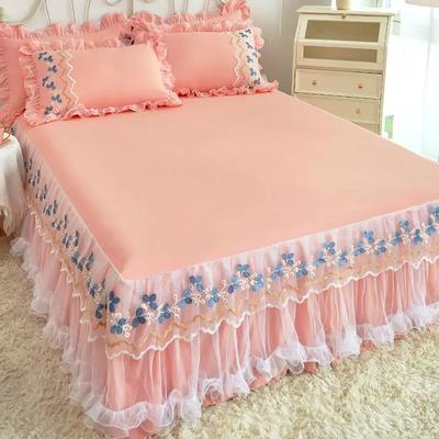 Hjem Minimalistisk Lace Sengeskjørt Princess Brodert Sengetrekk Tykk Simmons Madrass Anti-Slip Beskyttelsestrekk