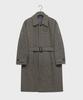 Noirer Wool Silk Herringbone Balmacaan Coat (Grey)