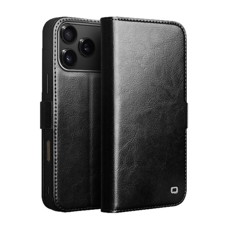 Chali Shi Genuine Leather iPhone 17 Pro Max Flip Case with Magnetic Buckle, Air Stand, and Card Slot