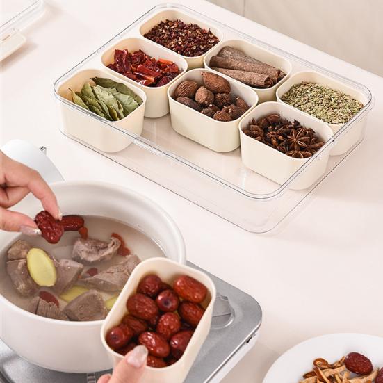 Spice Storage Box 9 Compartments Divided Serving Tray with Lid Food Grade Fruit Nut Snack Storage Box Organizer Charcuterie Container