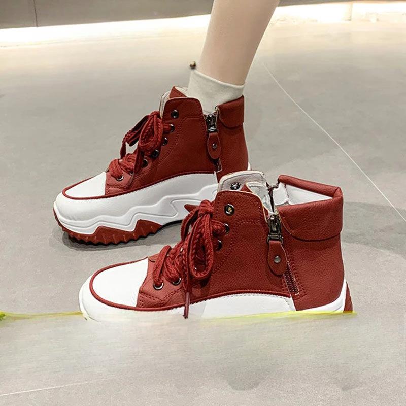 

High Top Shoes Women 2024 Autumn New Thick Sole Casual Women s Shoes Women Sneakers 35 червоний