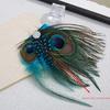 An Artificial Peacock Feather Hair Accessory, Adorned with Rhinestone Floral Clips, for Special Occasions And Stylish Outfits.