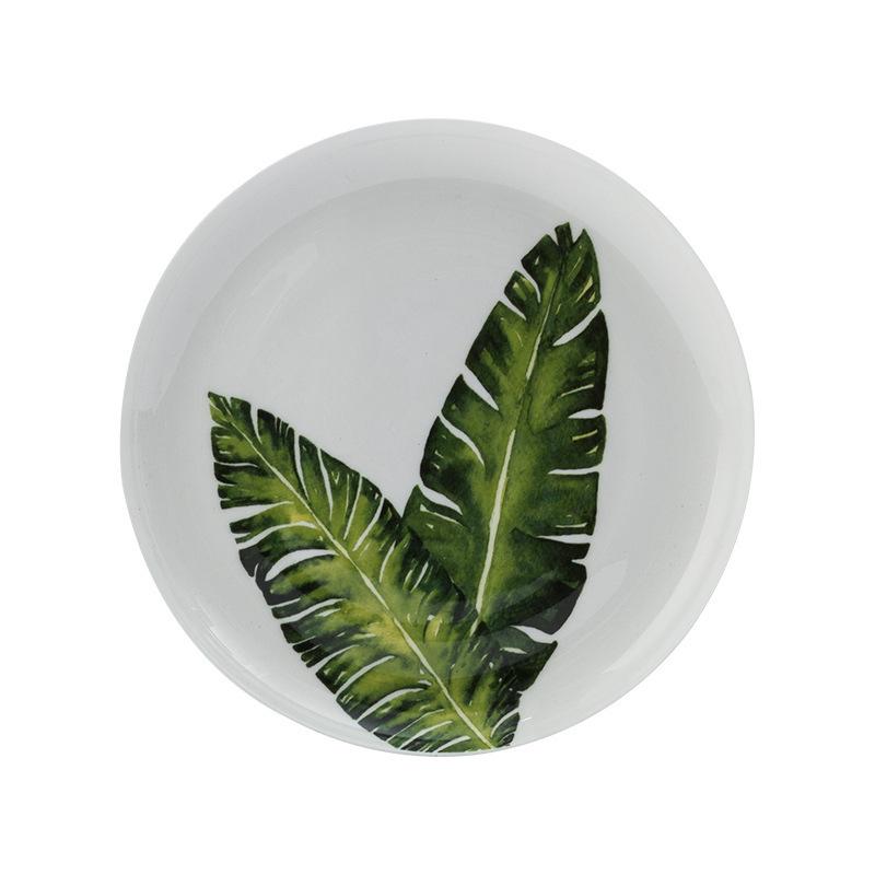 Bone China Plant 8-inch Ceramic Plate Breakfast Inventory Heart Fruit Plate Main Course Tableware Kitchen Kitchen Utensils