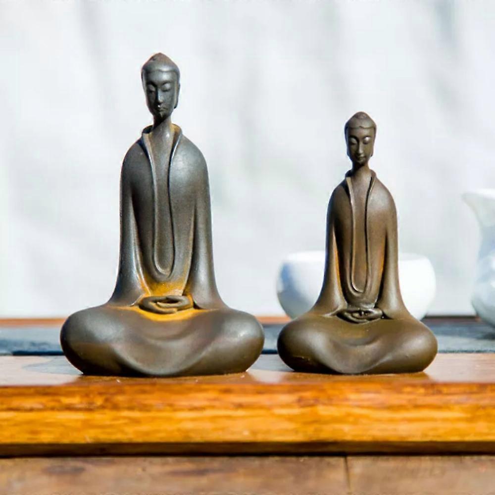 Minimalist Iron Zazen Buddha, Cast Iron Monk Figurine