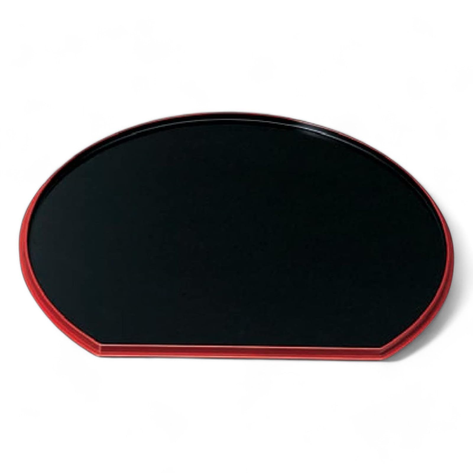 

Tray Black with Red Top Red Cloth Pattern Lacquerware Made in Japan J-kitchens 3-shaku (1.3m) Half-moon Double-Sided (Tray) / Top, Black, 39cm, (ABS