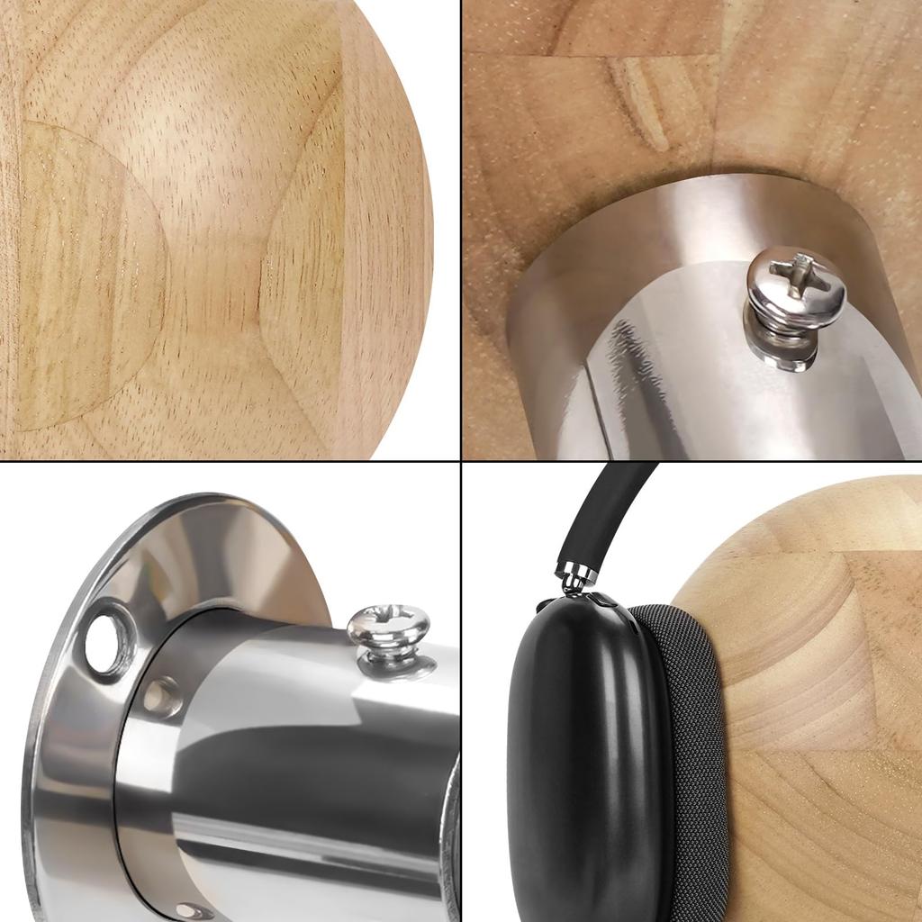 Geekria Wooden Sphere Headphone Stand, Headphone Wall Mount Headphone Holder, Headphone Hook Holder, Compatible with Bose, Sony, and Most Headphones
