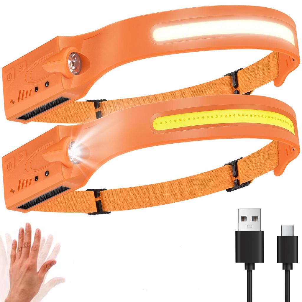 USB Rechargeable LED Headlamp for Cycling & Night Running - High-Intensity, Cross-Border Wave-Sensing