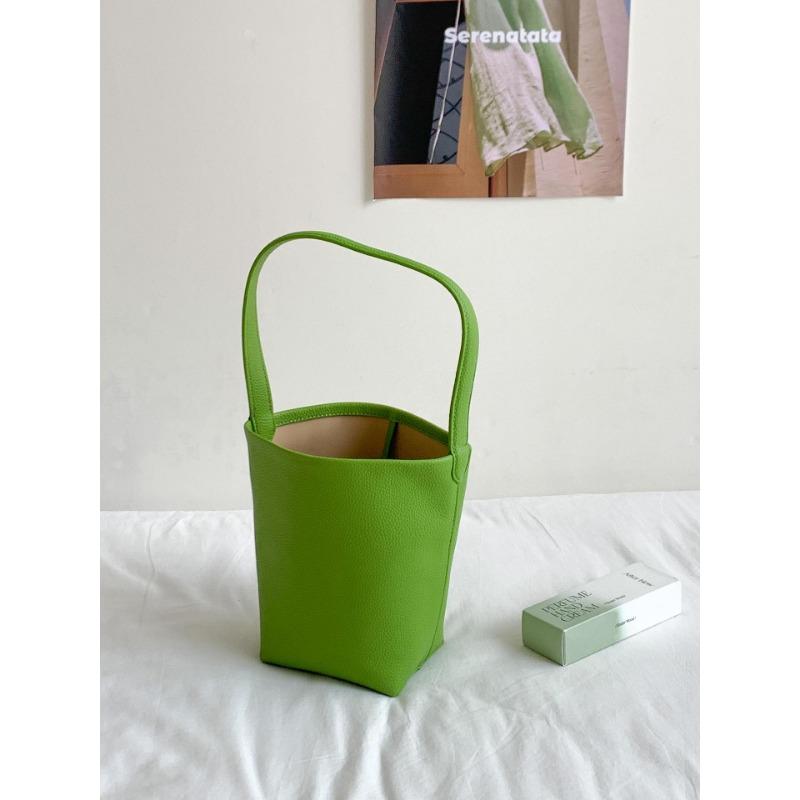 

Portable bucket bag, commuter to work, candy-colored cylinder bag, versatile fashion, spring and summer new shoulder bag women зелений
