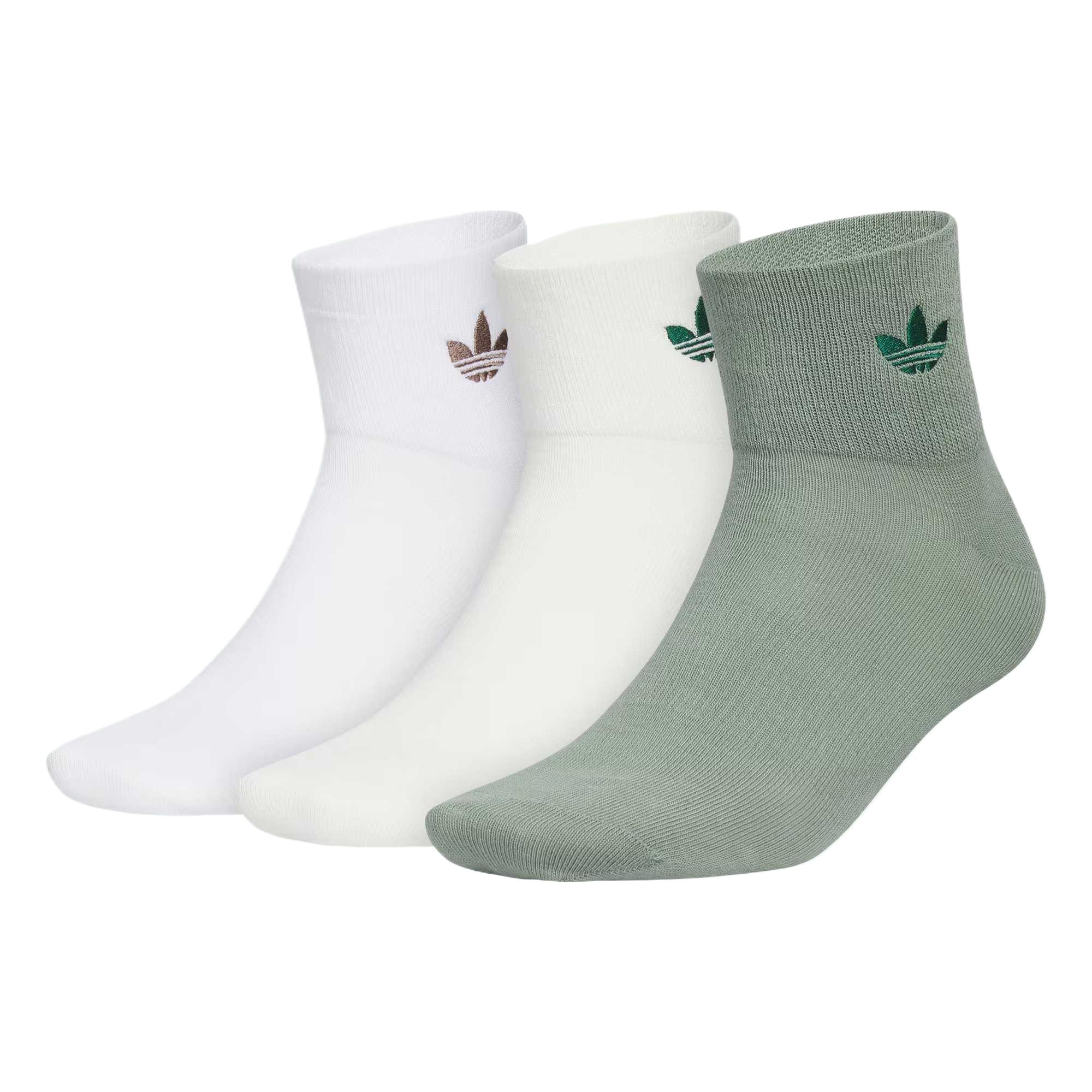 Adidas Originals ORI ANK SOCK 3P Ankle Socks Unisex 3 Pack White/Cloud White/Dusty Green KC1408 XS