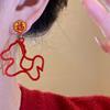 Fashion Jewelry Chinese Style Pony Earrings Zinc Zinc Alloy Red Drop Earrings  Woman