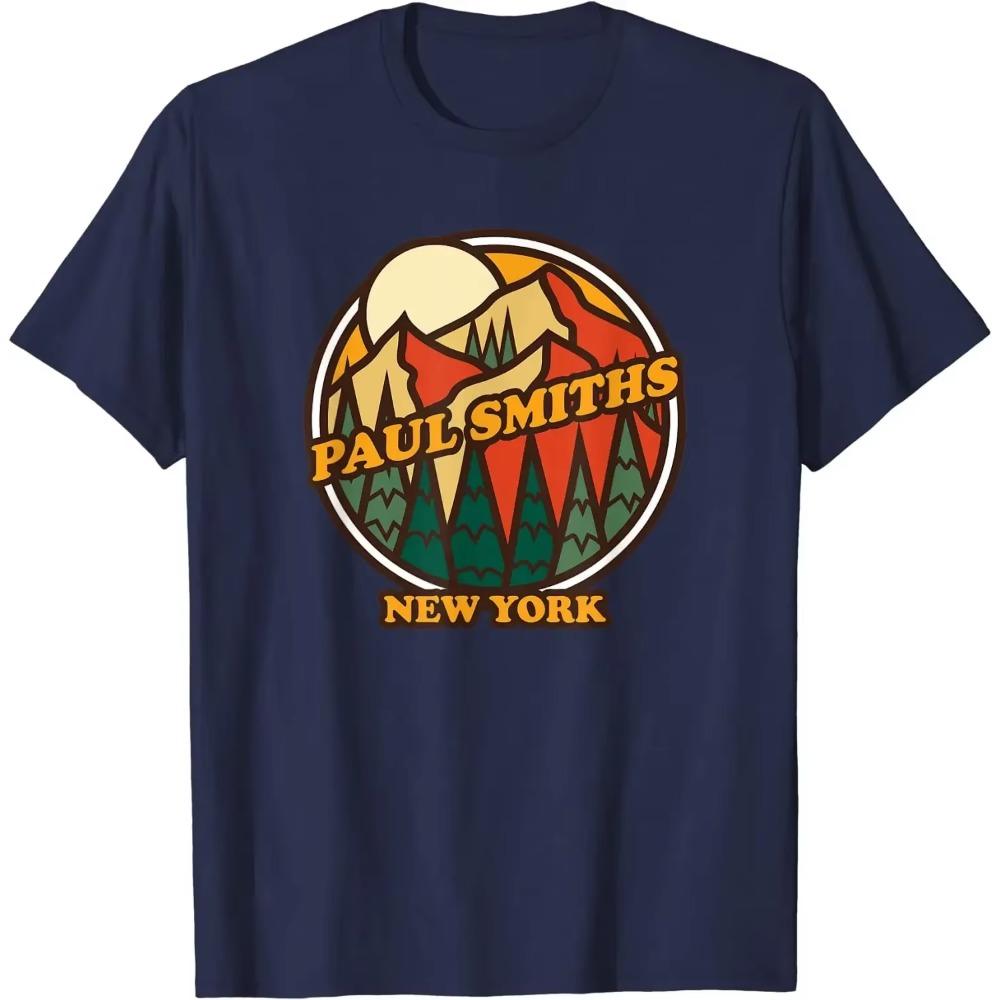 

Винтажная футболка Paul Smiths New York Mountain Hiking Souvenir Print, аниме-одежда, мужские футболки Harajuku, хлопок, четыре сезона XXXXXL небесно-голубой