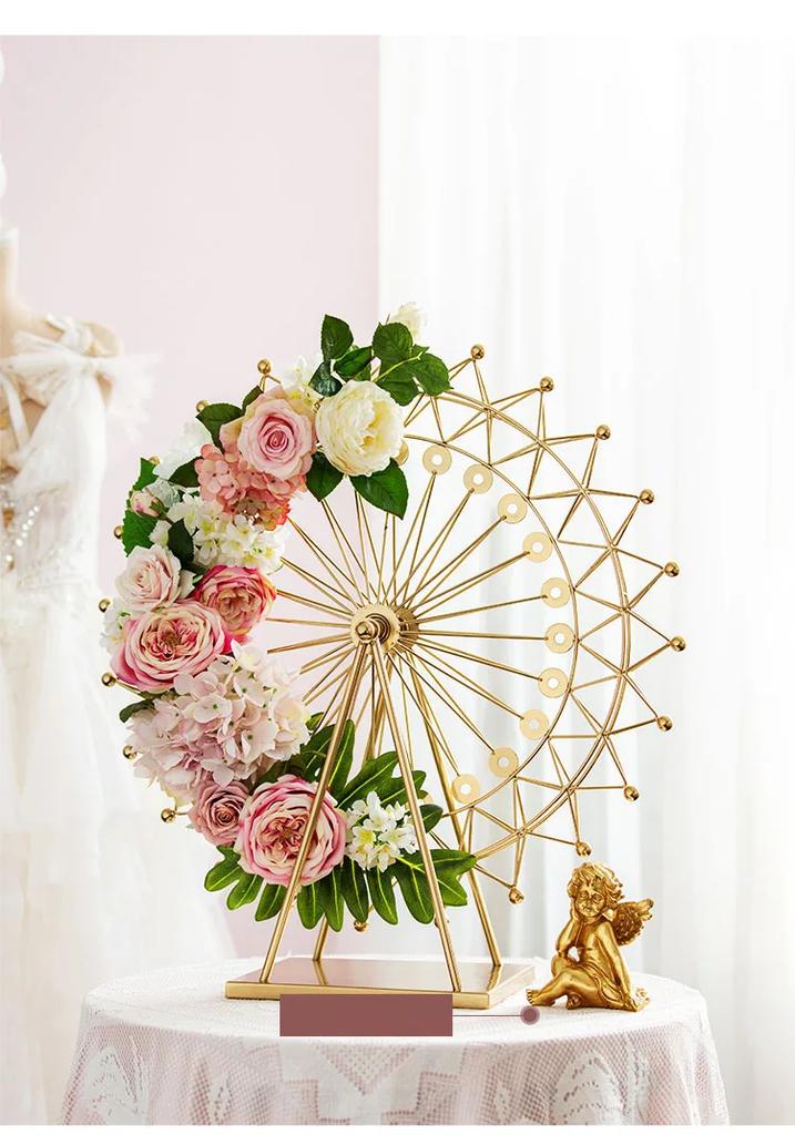 Creative Metal Decorations Wedding Center Romantic Ferris Wheel DIY Artificial Flower Organizer Home Decoration Modern Ornaments