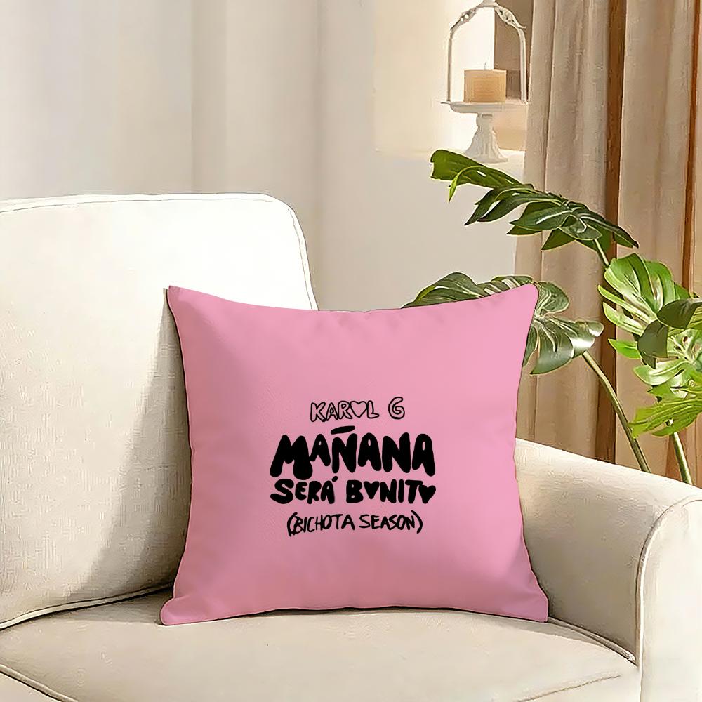 Manana Sera Bonito Cosmetic Case KKarol G Cushion Cover Reversible Plush Pillow Cover Soft Fluffy Home Decor for Sofa Bedroom