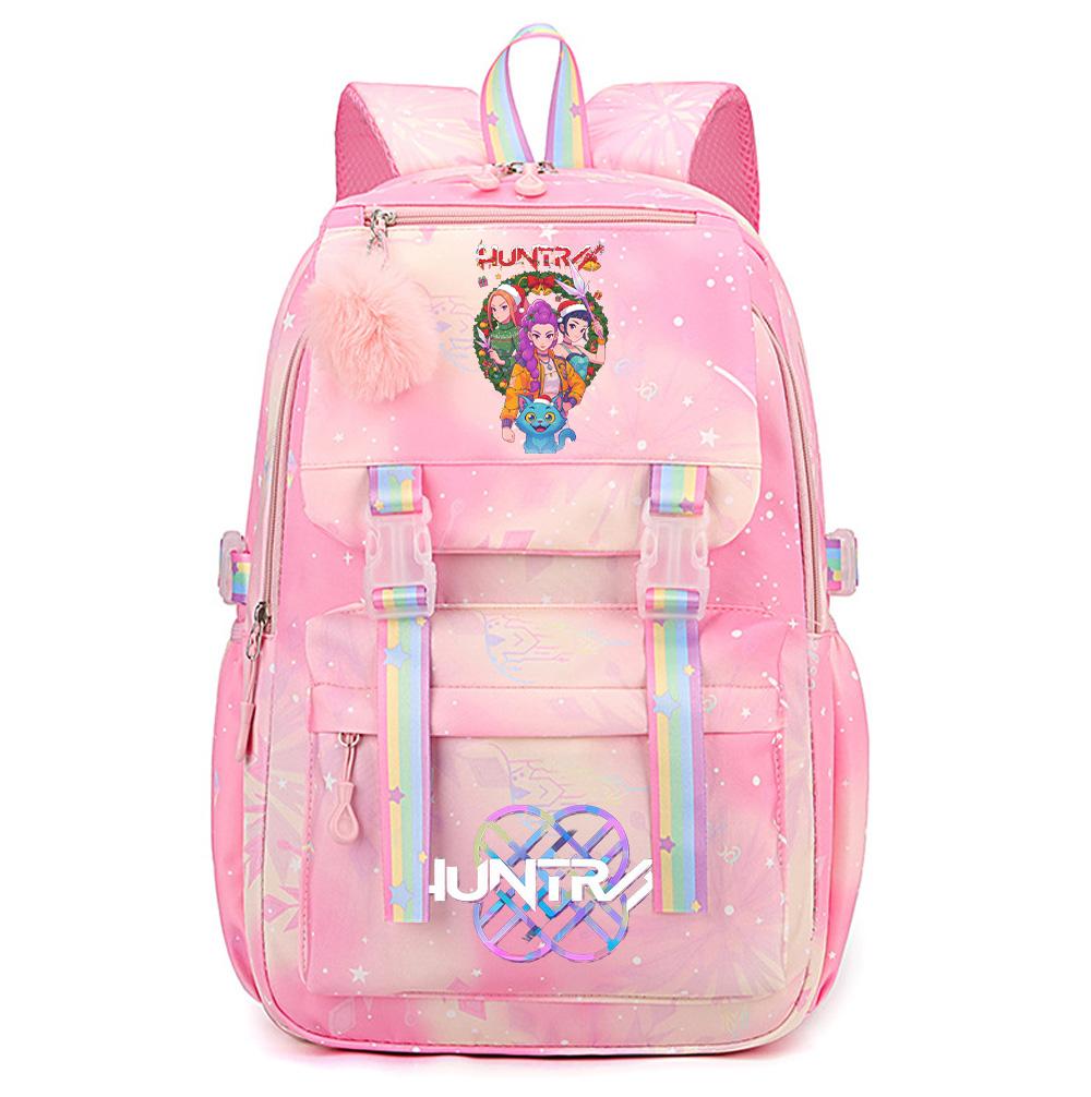 Cartoon Weihnachten KPop Dämonenjäger Bedruckter Rucksack mit großem Fassungsvermögen, wasserdicht, für Teenager, Schüler, Mädchen, Jungen, Schultasche, Bücherrucksack, Damen, wasserdichte Reisetasche