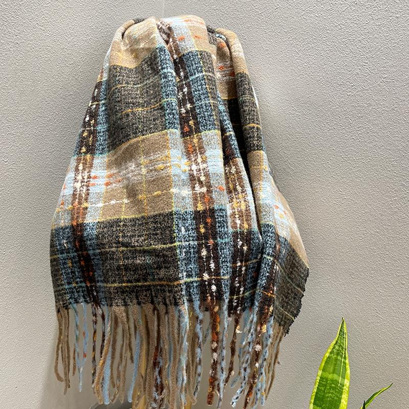 Red Plaid Scarf Female Christmas Winter Korean Atmosphere Scarf Autumn and Winter Warm with Coat Versatile Send Girlfriend