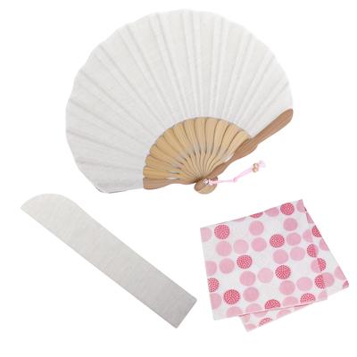 Stylish Business Fan Set with Fan Case and Handkerchief [Osaka Choseido] Women's (Gray)