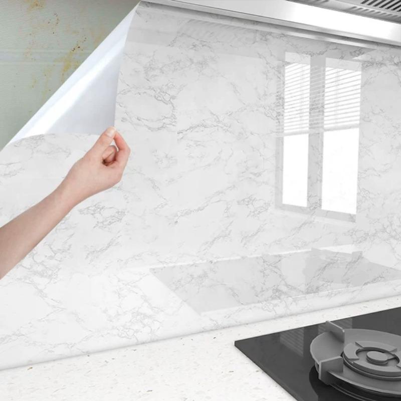 Kitchen Grease-Resistant Stickers, Waterproof Wallpaper, Heat-Resistant Marble Film, Moisture-Resistant Countertop Renovation Stickers