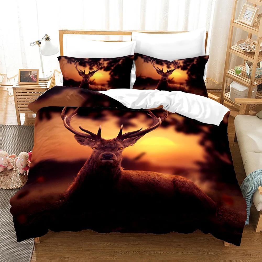 Dusk Dream Catcher Deer Bedspreads Cover 3D Print Animal Black Yellow Bedroom Duvet Cover Sets Winter Parure De Lit 2 Personnes