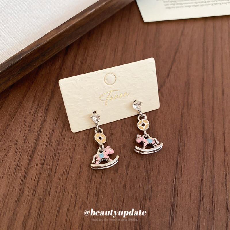 Silver Needle Diamond Dripping Pony Earrings Natal Year Niche Temperament Sweet Earrings Earrings Light Luxury Premium Earrings