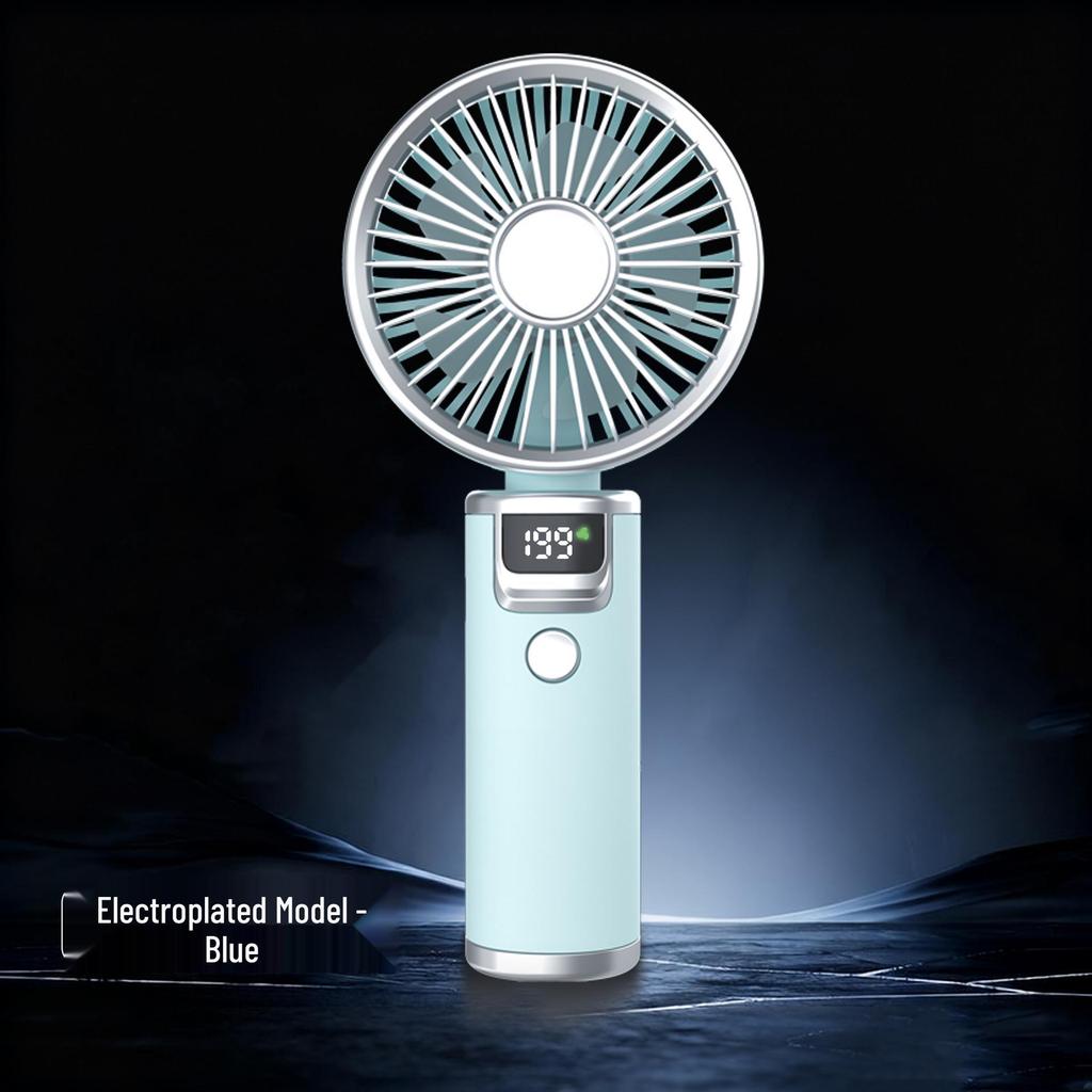 High-Speed Handheld USB Rechargeable Mini Fan with Digital Display
