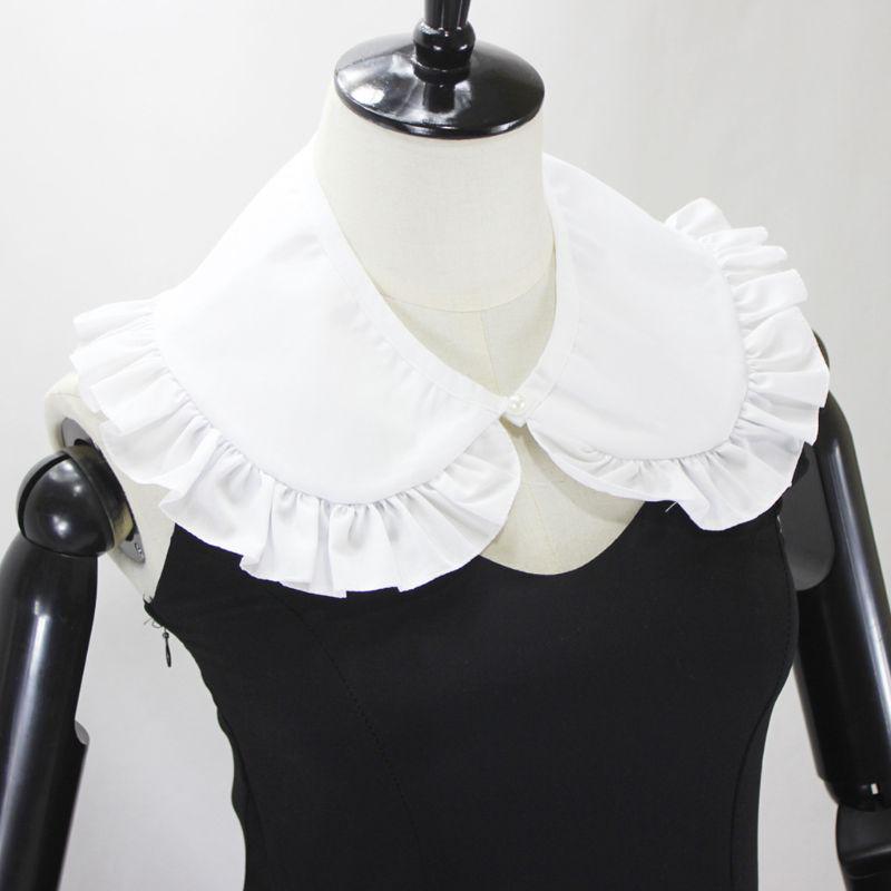 Royal Style Cotton Fake Collar Shawl Wrap Hollow Out Floral Lace Ruffled Trim Necklace Pointed  Lapel Blouse Dropshipping