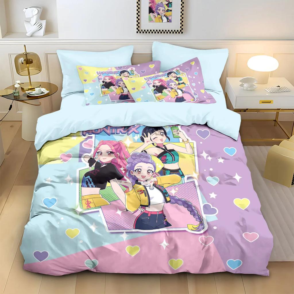 3Pcs Kpop Demon Hunters Bedding Set Kpop Fans Gift Christmas Duvet Cover Pillowcases Ultimate Comfortable Christmas Decoration