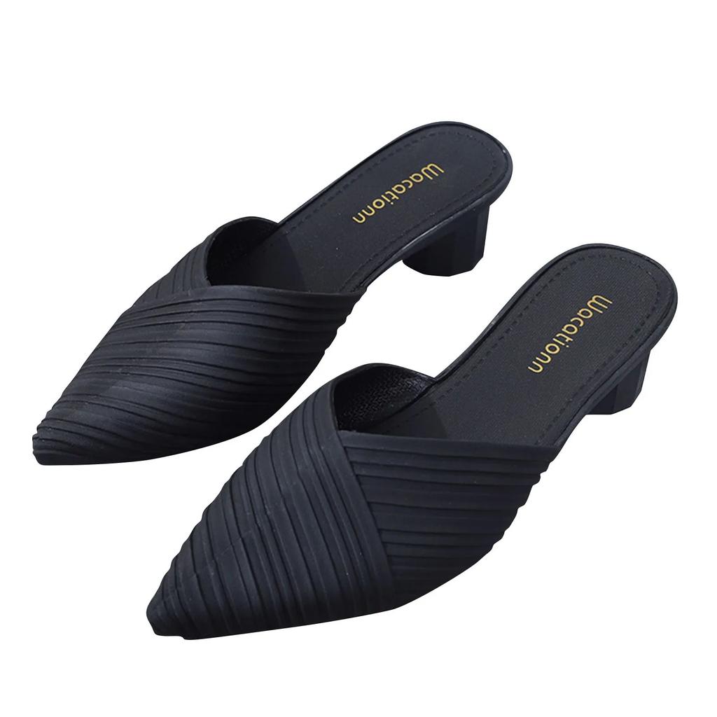 Fashion Women'S Summer Pointed Toe Sandals Low Heeled Sandals Women'S Summer Casual Fashion Sandals Anti-Odor And Non-Slip