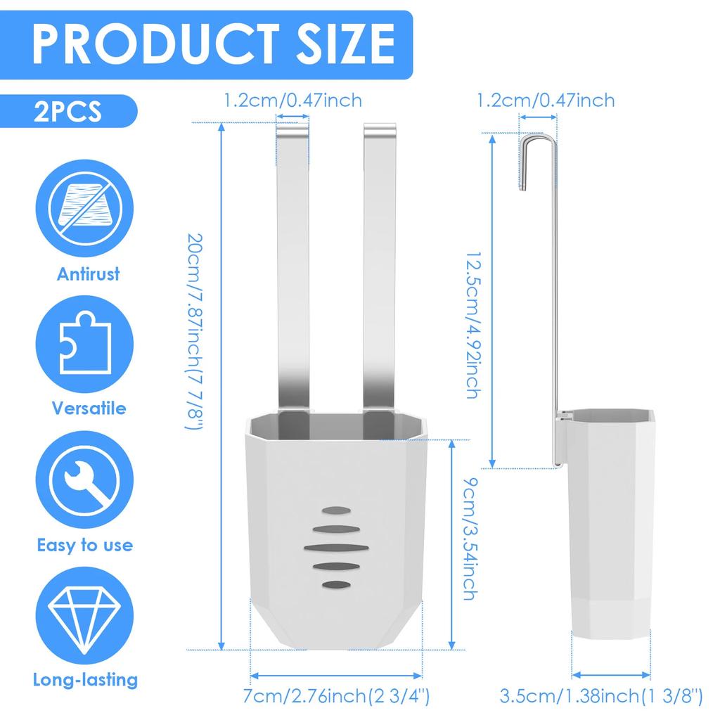 2Pcs Toilet Tank Cleaning Tablet Holder Hanging Toilet Tank Bleach Tablet Bracket Tank Caddy Bathroom Cleaning Accessories