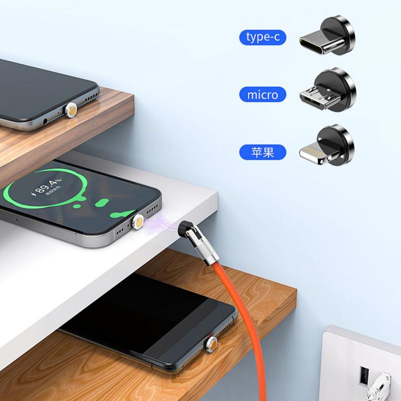3in1 USB 120W 6A Magnetic Fast Charge Data Cable Extra Thick Soft TPE Phone Charge Cord Make of Liquid Silicone