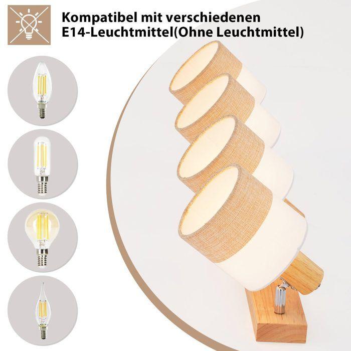 4-spot Ceiling Light - NETTLIFE - 4 Lamps - Wood - 350° Adjustable Fabric Lampshade - E14