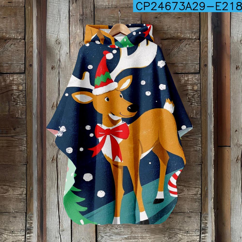 

Women s 3D Digital Print Hooded Christmas Cloak Size L