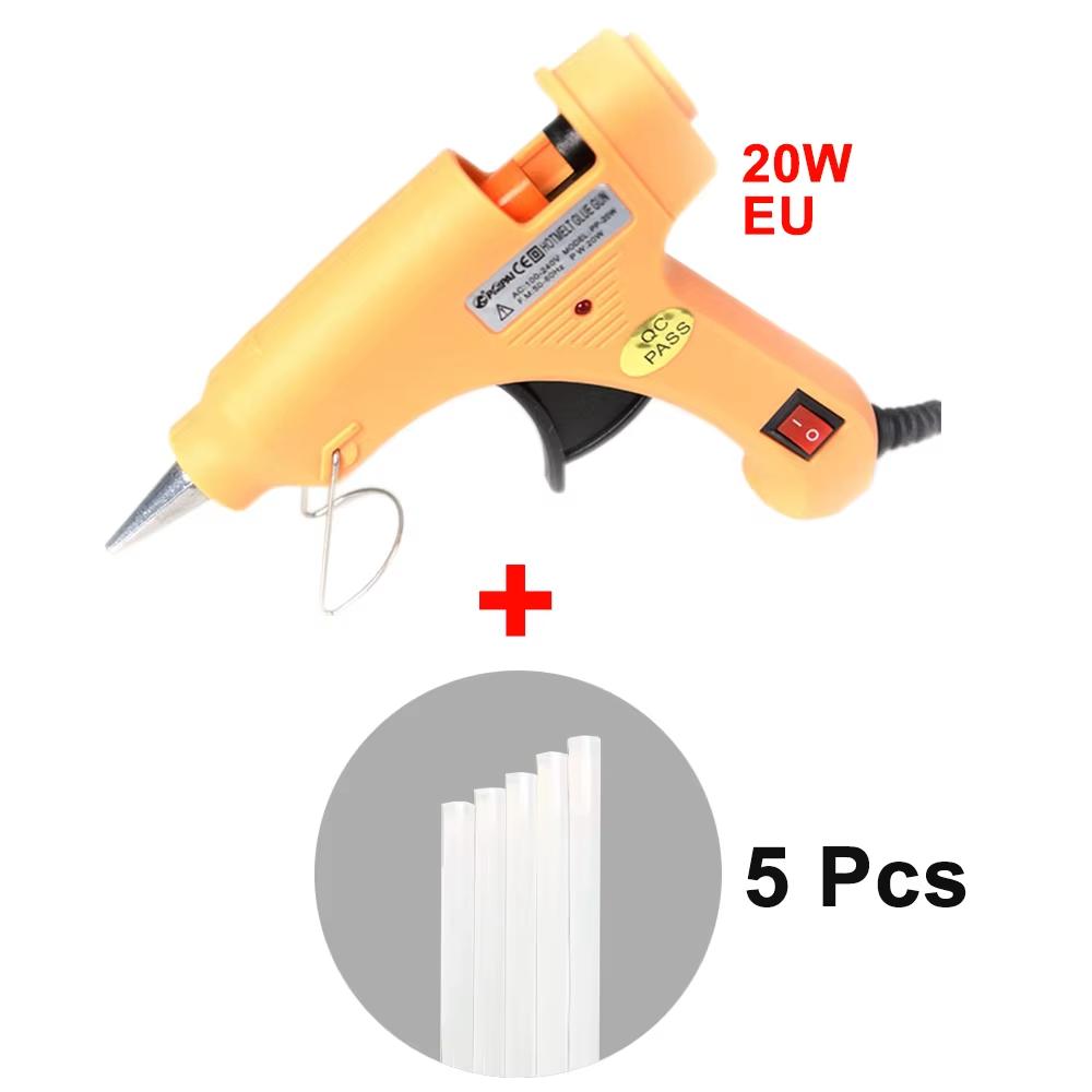 20W Hot Melt Glue Gun DIY Mini Household Industrial Guns Heat Temperature Thermo EU Electric Repair Tool Use 7mm Glue Sticks