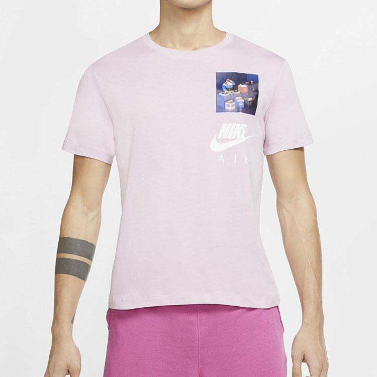 Nike Sportswear Logo Graphic Print Casual Short Sleeve T-Shirt Men Tops Pink CW0414-676
